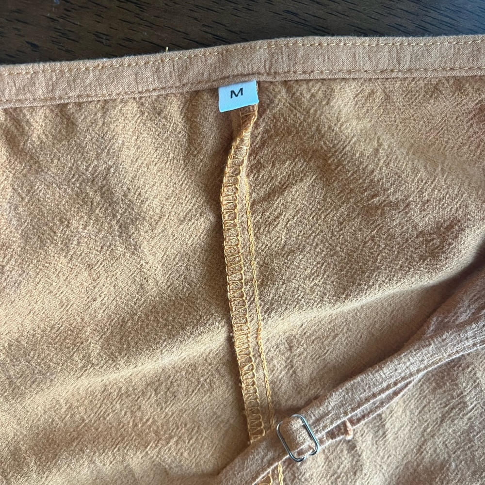 Minimalist Boho Jumpsuit Wide Leg Relaxed Fit Size M, Muted Orange Boho Overalls - Picture 3 of 8